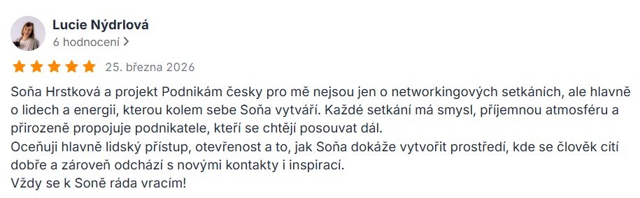 Lucie Nýdrlová: ...Oceňuji hlavně lidský přístup, otevřenost a to, jak Soňa dokáže vytvořit prostředí, kde se člověk cítí dobře... Vždy se k Soně ráda vracím!